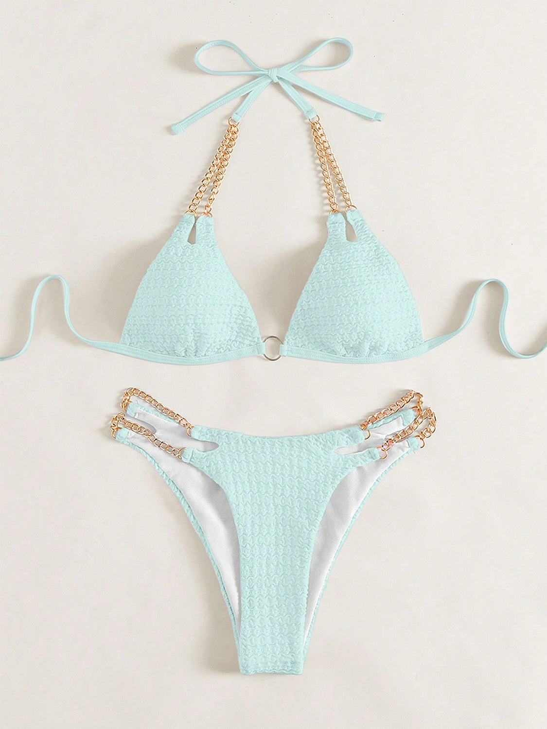 Chain Detail Halter Neck Bikini Set